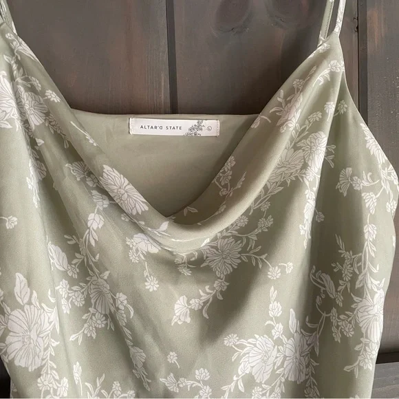 Mila Midi Dress by Altar'd State Sage Green Floral Dress - Picture 9 of 9